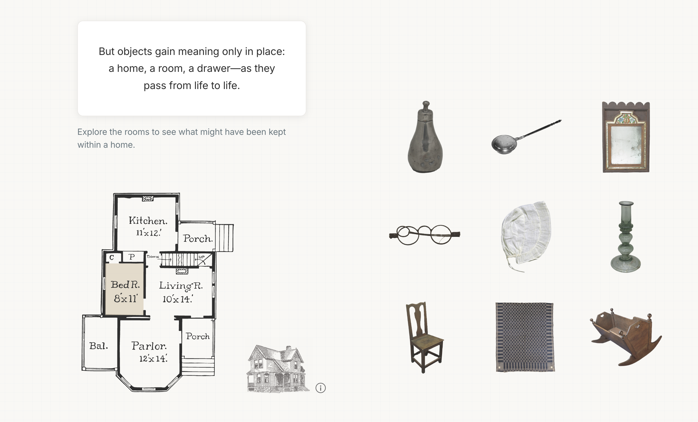 Floor plan interface based on a historic American home plan